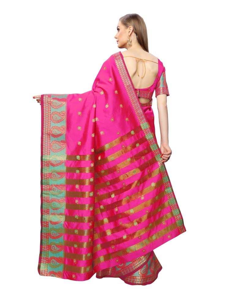 Pink Coloured Poly Silk Jacquard Partywear saree | Sudathi