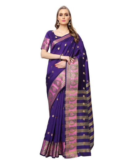 Purple Coloured Poly Silk Jacquard Partywear saree | Leemboodi