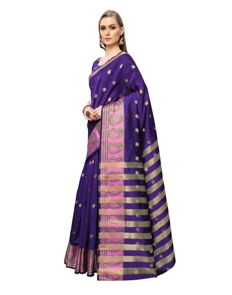 Purple Coloured Poly Silk Jacquard Partywear saree | Leemboodi