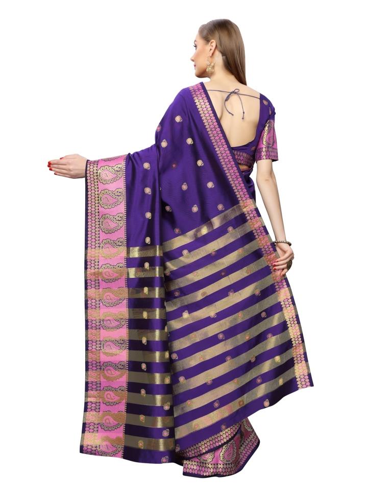 Purple Coloured Poly Silk Jacquard Partywear saree | Leemboodi