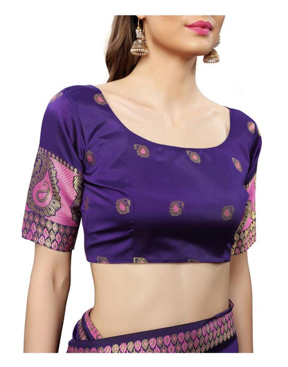 Purple Coloured Poly Silk Jacquard Partywear saree | Leemboodi