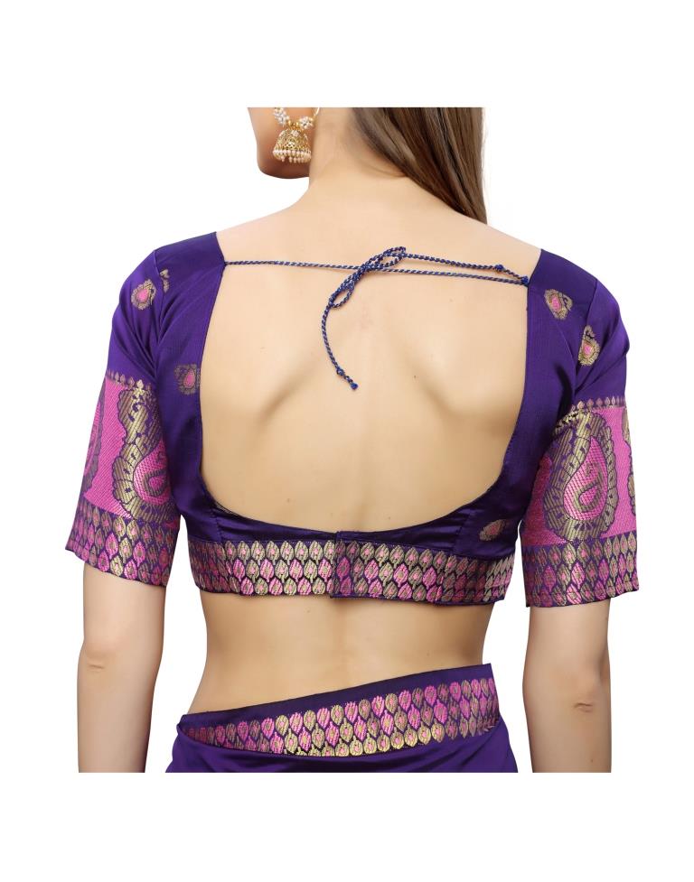 Purple Coloured Poly Silk Jacquard Partywear saree | Leemboodi