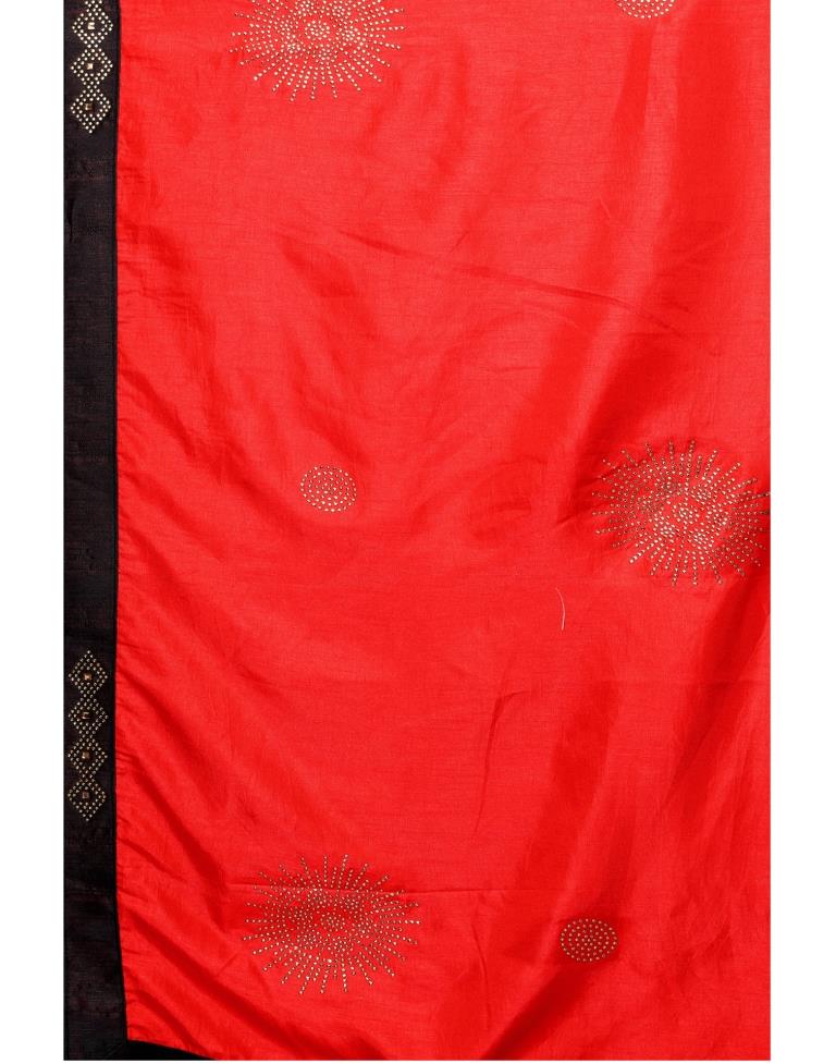 Red Coloured Art Silk Plain Lace Casual saree | Leemboodi