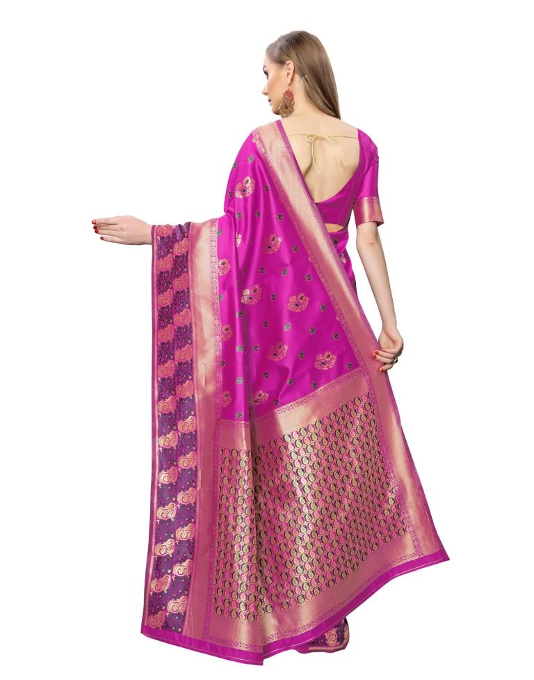 Pink Coloured Poly Silk Jacquard Partywear saree | Leemboodi