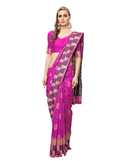 Pink Coloured Poly Silk Jacquard Partywear saree | Leemboodi