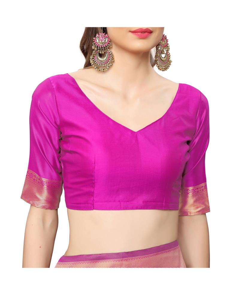 Pink Coloured Poly Silk Jacquard Partywear saree | Leemboodi