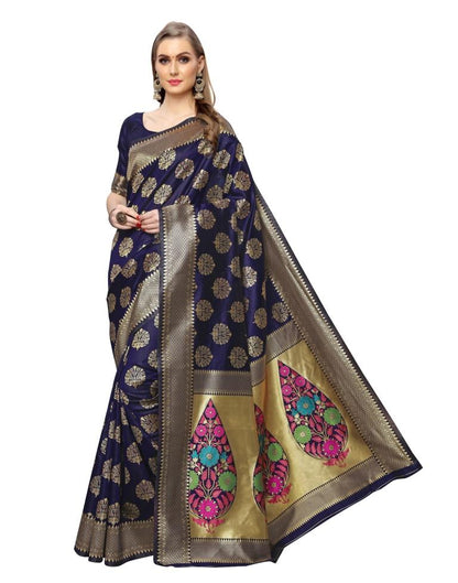 Navy Blue Coloured Poly Silk Jacquard Partywear saree | Sudathi