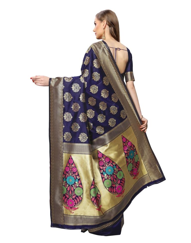 Navy Blue Coloured Poly Silk Jacquard Partywear saree | Sudathi