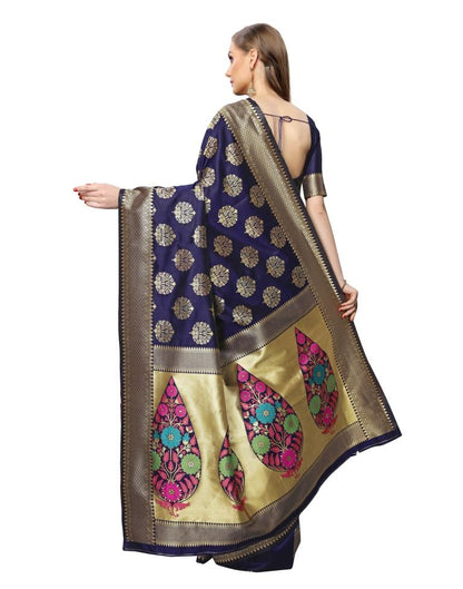 Navy Blue Coloured Poly Silk Jacquard Partywear saree | Sudathi