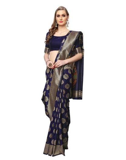 Navy Blue Coloured Poly Silk Jacquard Partywear saree | Sudathi