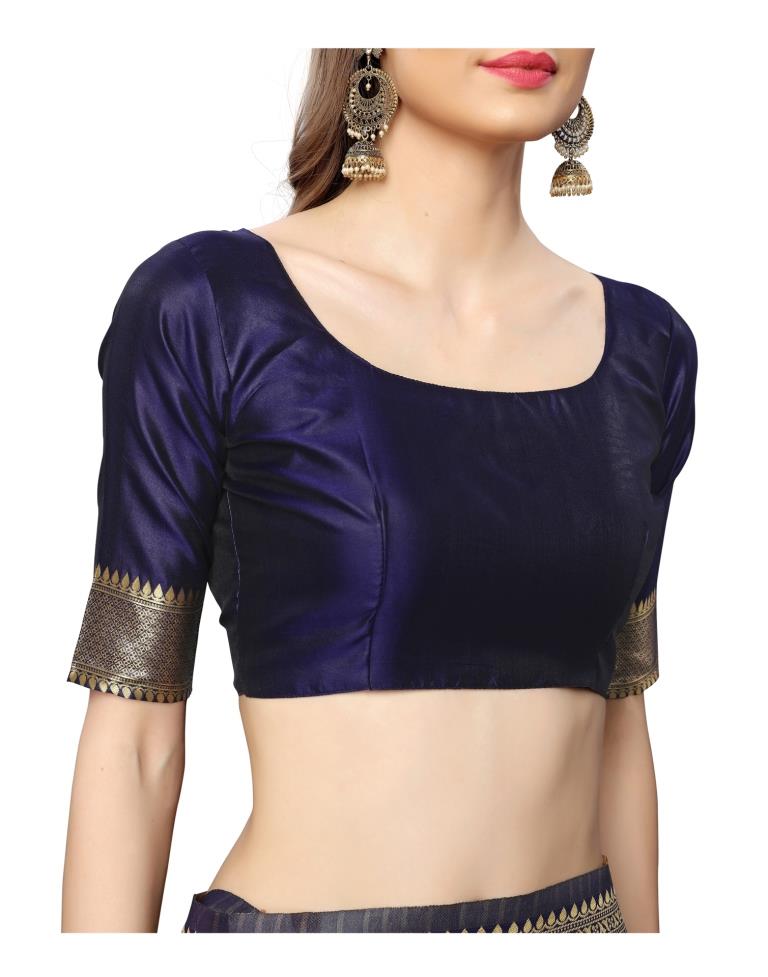 Navy Blue Coloured Poly Silk Jacquard Partywear saree | Sudathi