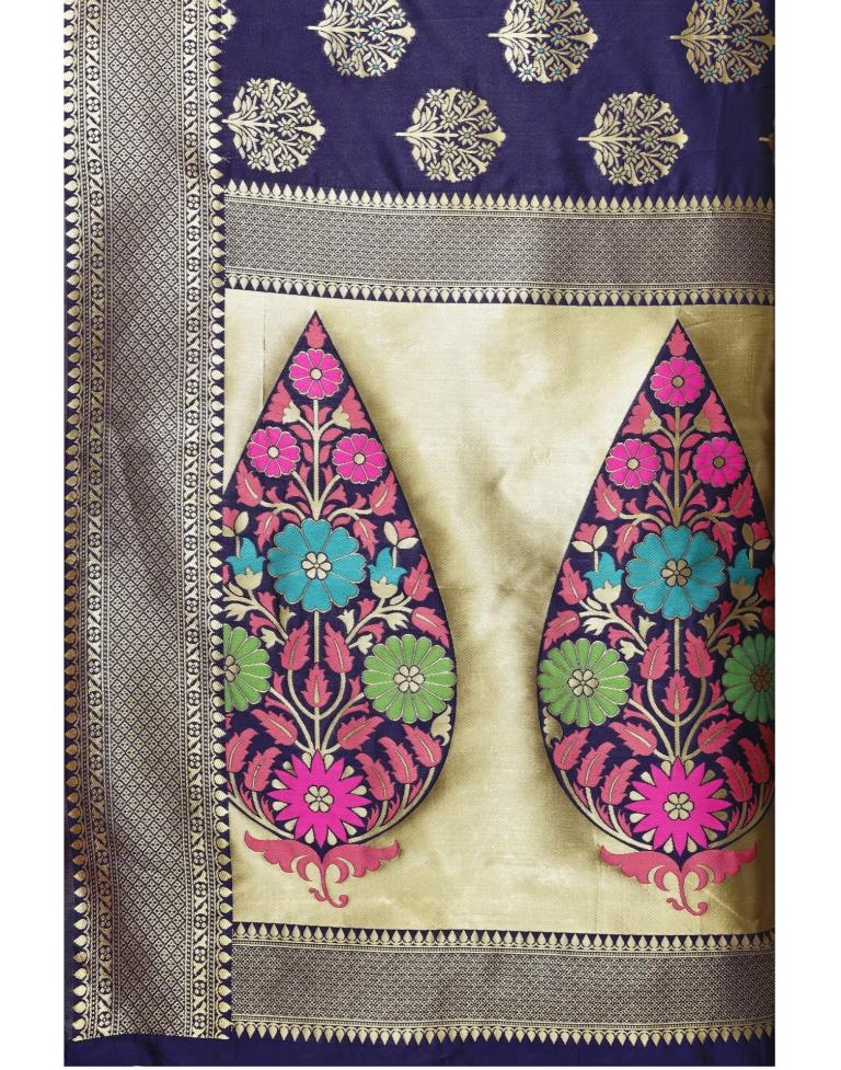 Navy Blue Coloured Poly Silk Jacquard Partywear saree | Sudathi