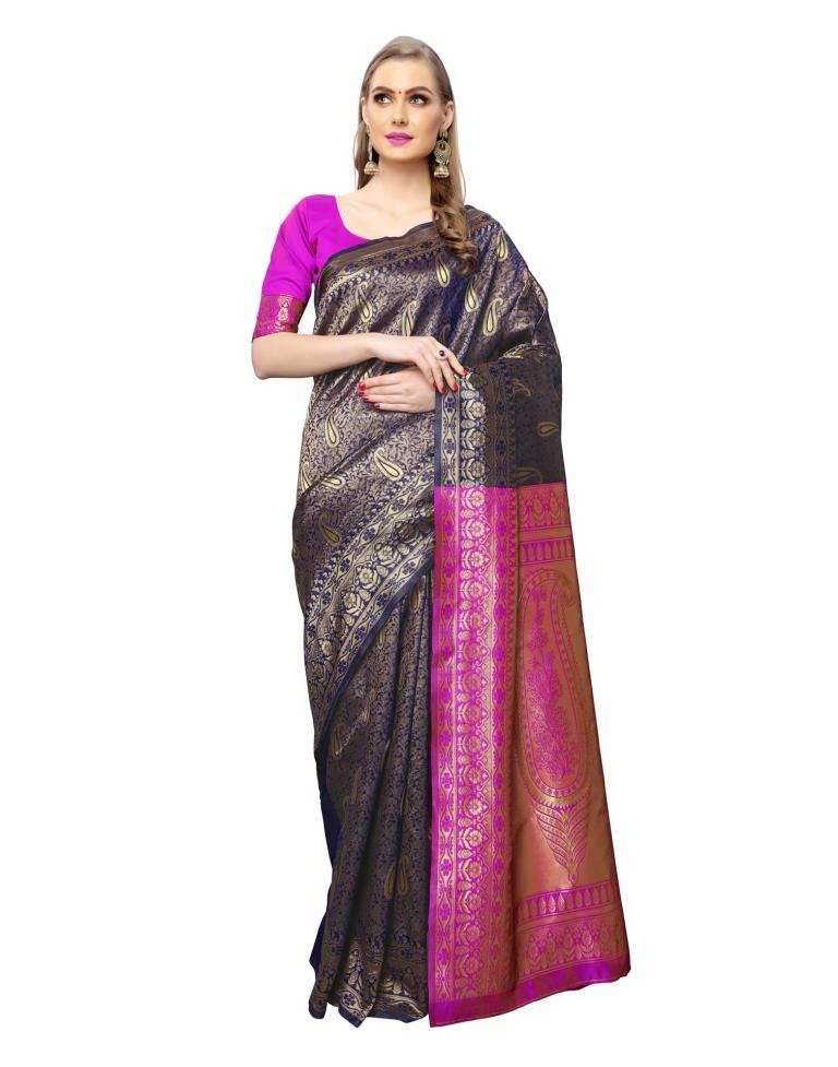 Navy Blue Silk Saree | Sudathi