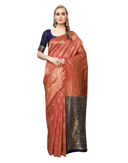 Magenta Coloured Poly Silk Banarasi Jacquard Casual saree | Sudathi