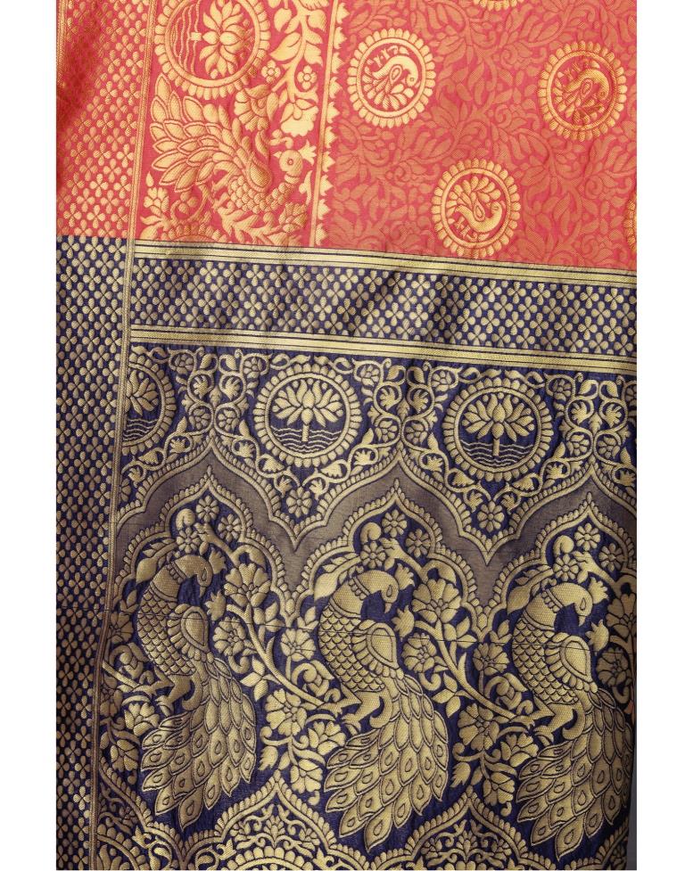 Magenta Coloured Poly Silk Banarasi Jacquard Casual saree | Sudathi