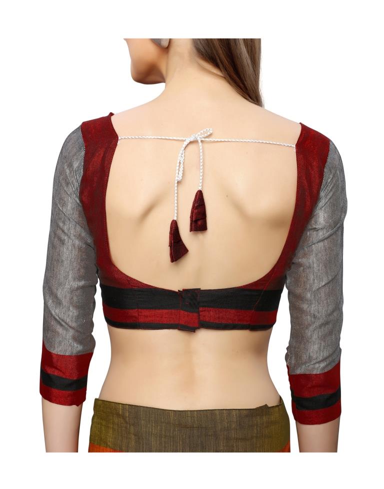 Grey Coloured Poly Cotton Woven Stripes Casual saree | Sudathi