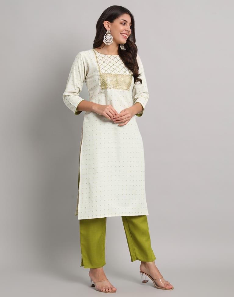 White Cotton Plain Kurta Set With Dupatta