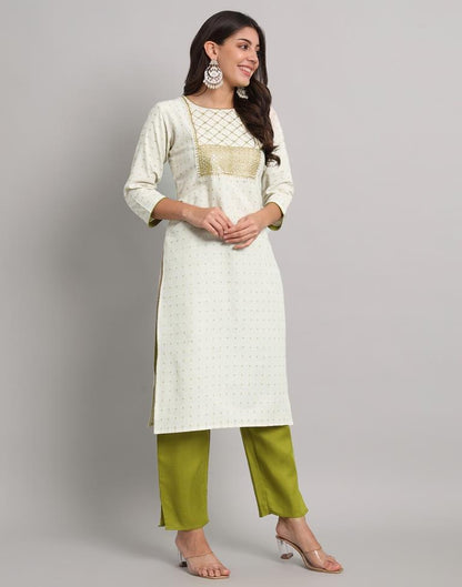 White Cotton Plain Kurta Set With Dupatta