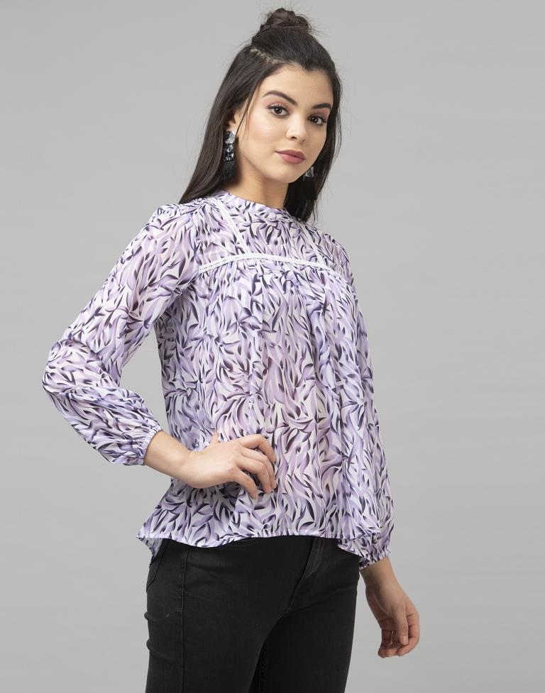 Dazzling Purple Coloured Digital Printed Georgette Tops | Sudathi