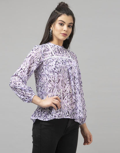 Dazzling Purple Coloured Digital Printed Georgette Tops | Sudathi