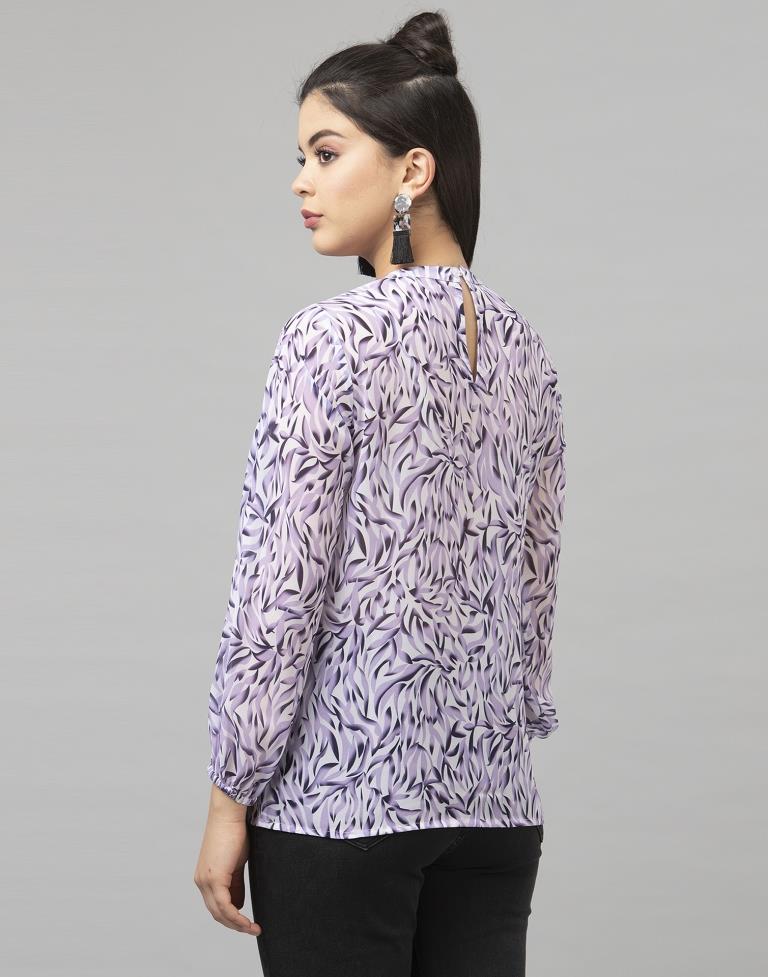 Dazzling Purple Coloured Digital Printed Georgette Tops | Sudathi