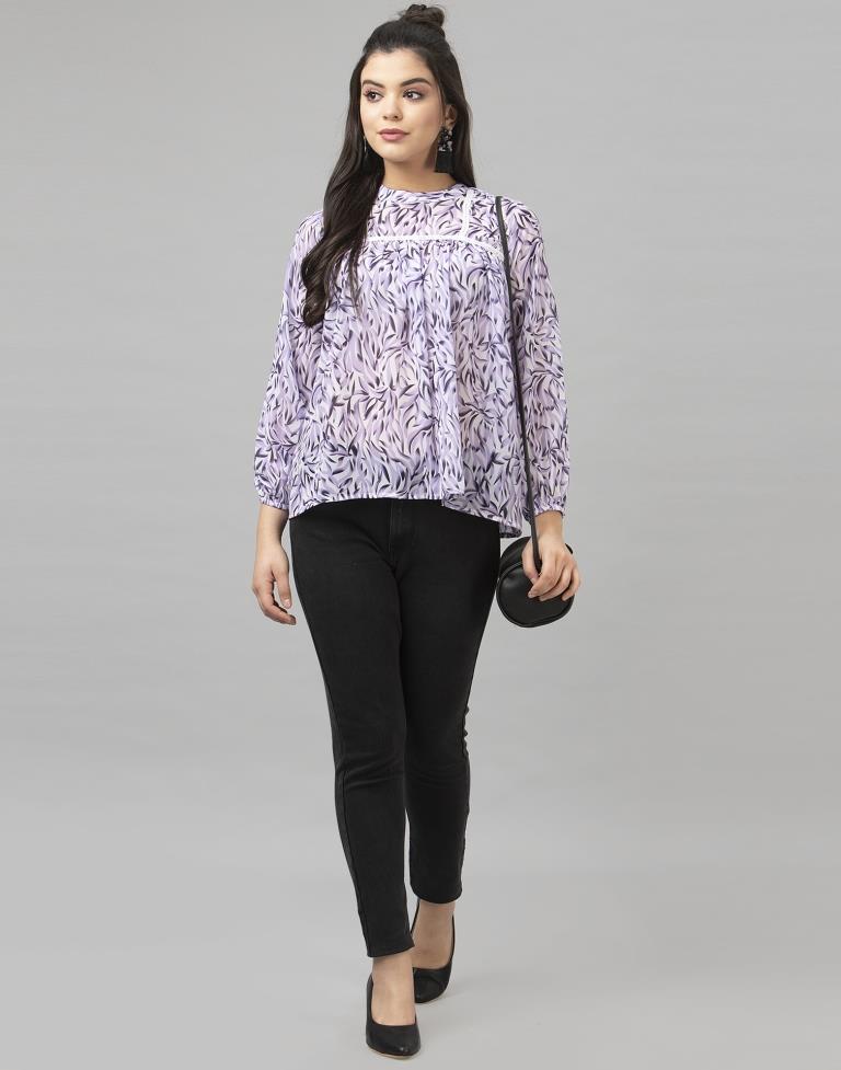 Dazzling Purple Coloured Digital Printed Georgette Tops | Sudathi