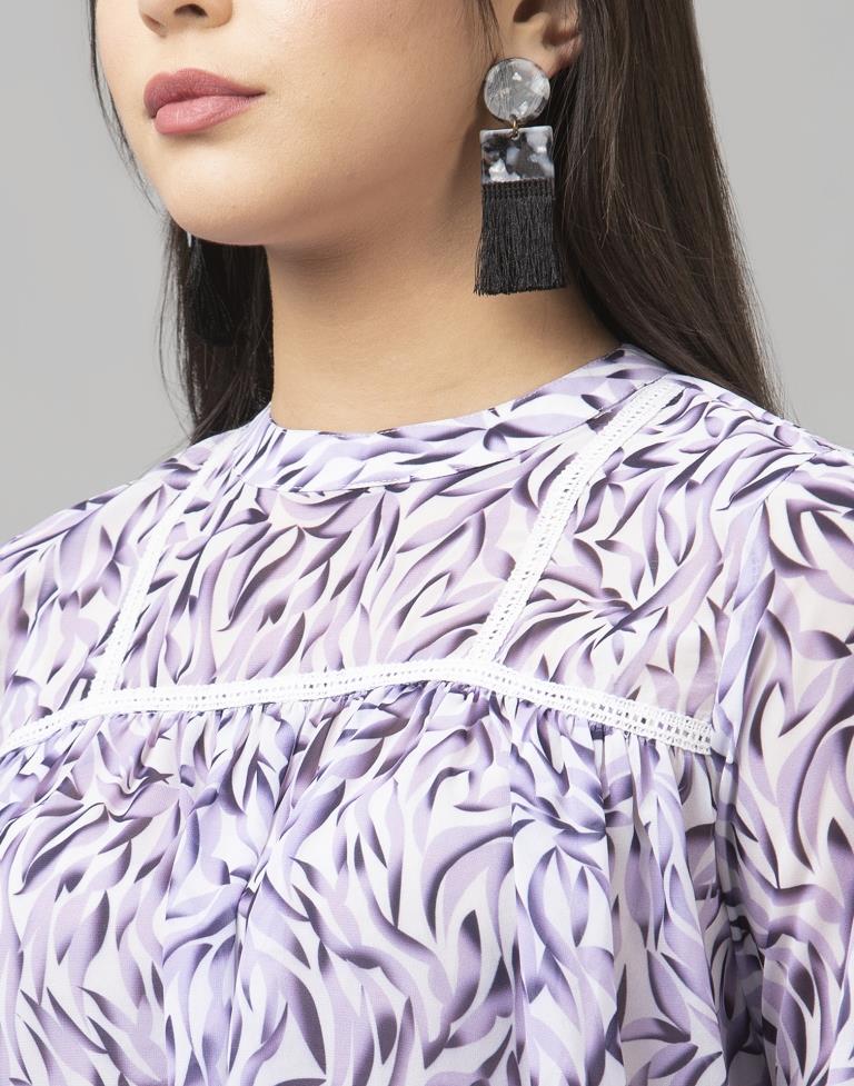 Dazzling Purple Coloured Digital Printed Georgette Tops | Sudathi