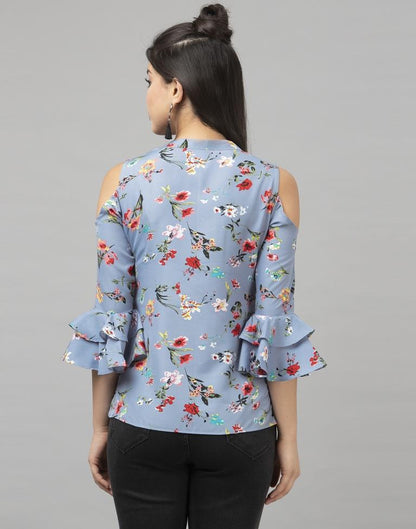 Dusty Blue Printed Top | Sudathi