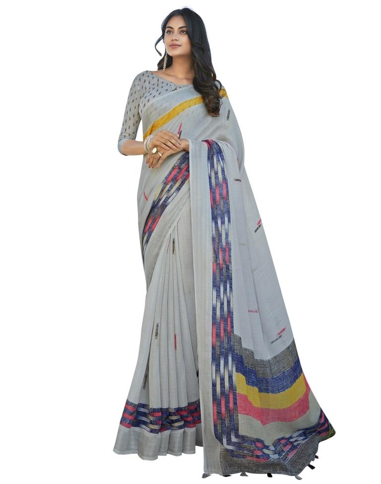 Grey Coloured Khadi Cotton Woven Casual saree | Sudathi