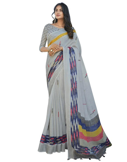 Grey Coloured Khadi Cotton Woven Casual saree | Sudathi