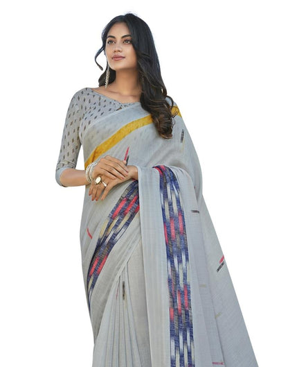 Grey Coloured Khadi Cotton Woven Casual saree | Sudathi