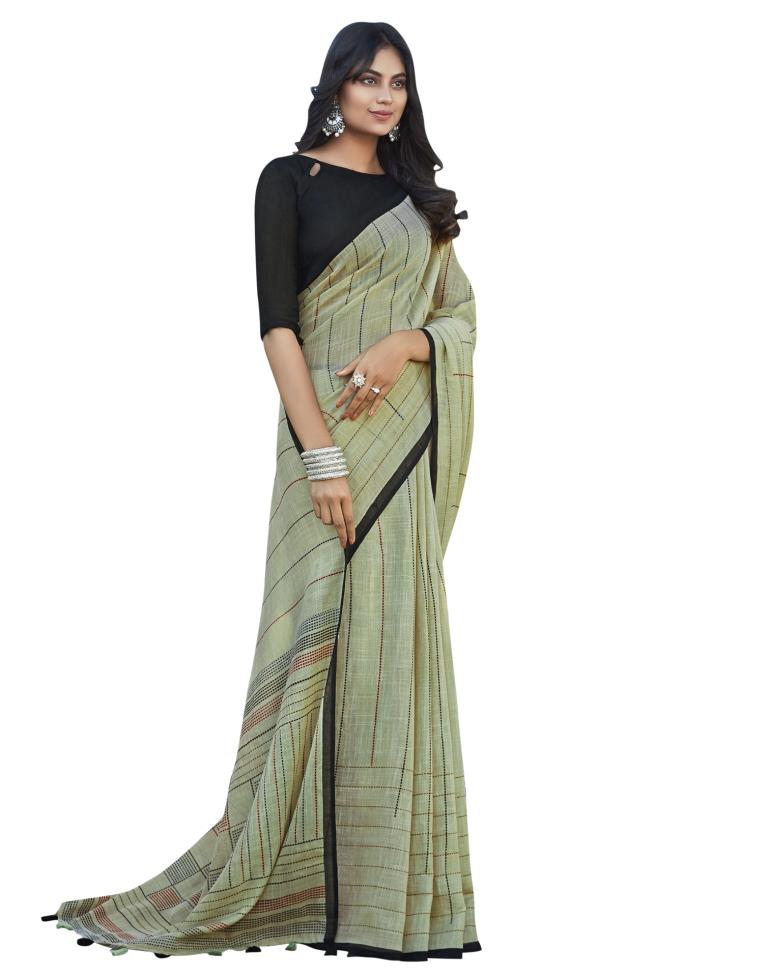 Beige Coloured Khadi Cotton Woven Casual saree | Leemboodi