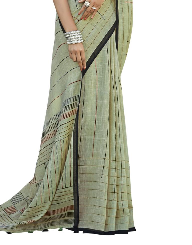 Beige Coloured Khadi Cotton Woven Casual saree | Leemboodi