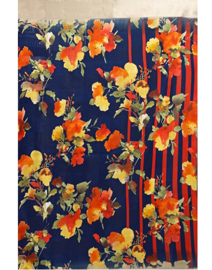 Blue Printed Silk Saree