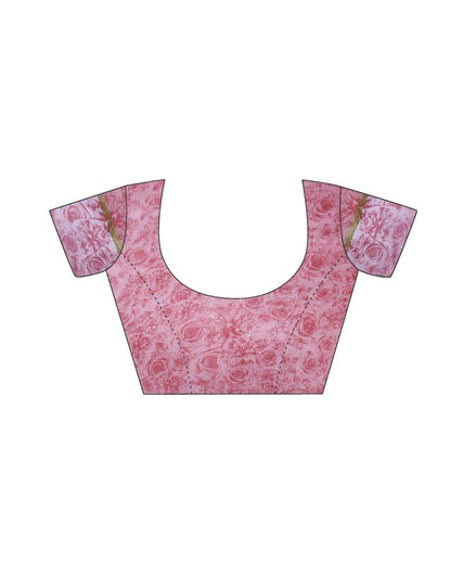 Peach Pink Coloured Poly Cotton Printed Casual saree | Leemboodi