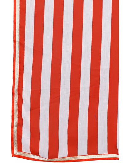 Red Printed Chiffon Saree