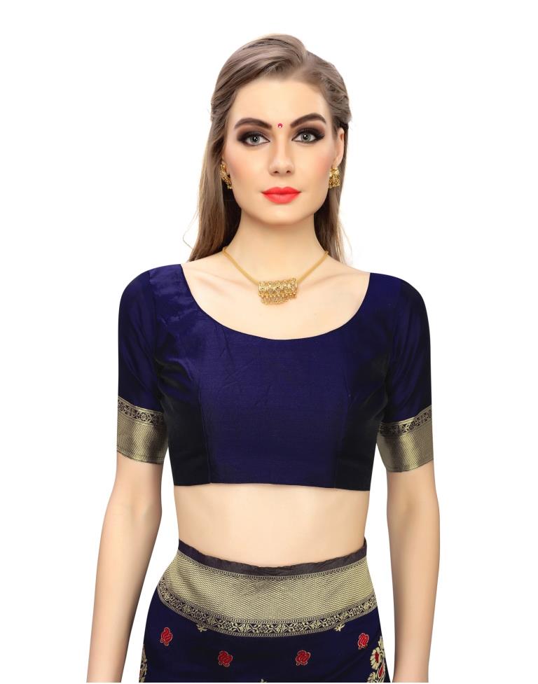 Navy Blue Coloured Poly Silk Jacquard Partywear saree | Leemboodi