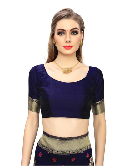 Navy Blue Coloured Poly Silk Jacquard Partywear saree | Leemboodi