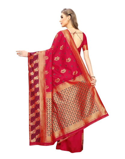 Red Coloured Poly Silk Jacquard Partywear saree | Leemboodi