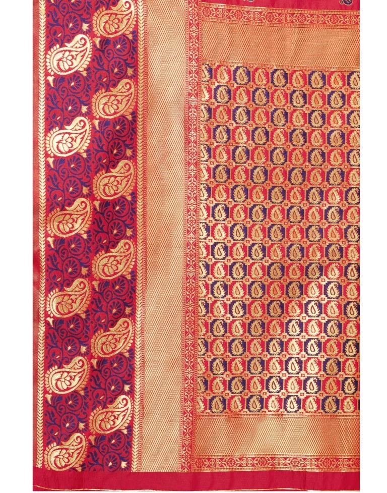 Red Coloured Poly Silk Jacquard Partywear saree | Leemboodi