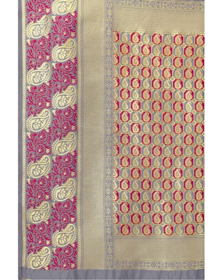 Grey Coloured Poly Silk Jacquard Partywear saree | Leemboodi