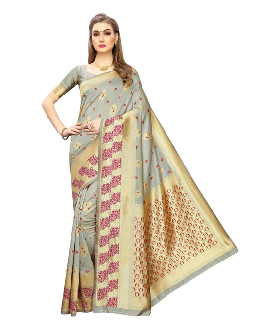 Beige Coloured Poly Silk Jacquard Partywear saree | Leemboodi