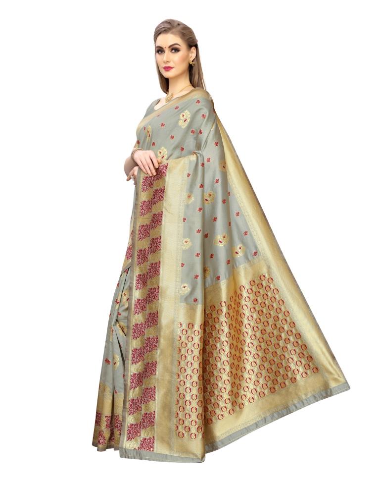 Beige Coloured Poly Silk Jacquard Partywear saree | Leemboodi