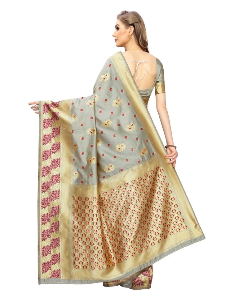 Beige Coloured Poly Silk Jacquard Partywear saree | Leemboodi