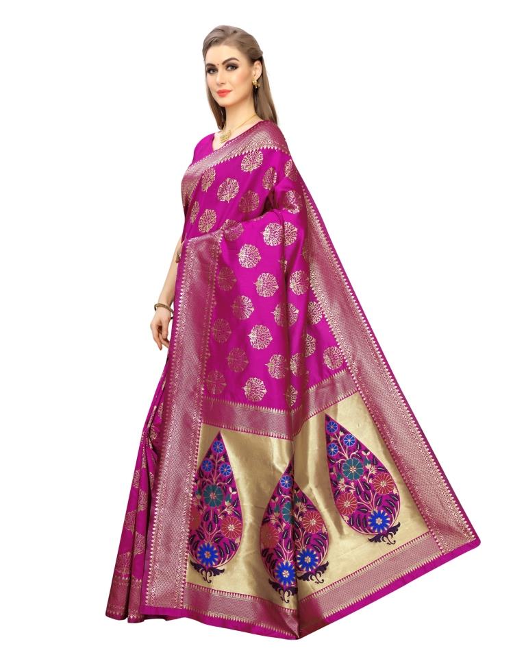 Pink Coloured Poly Silk Jacquard Partywear saree | Sudathi