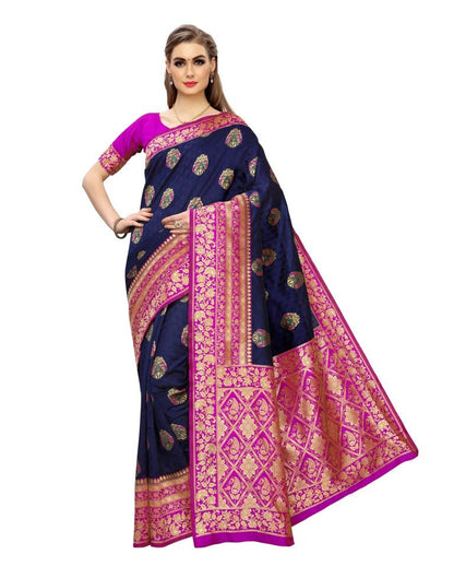 Navy Blue Coloured Poly Silk Jacquard Partywear saree | Leemboodi