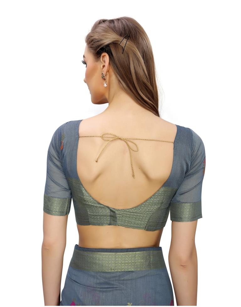 Grey Coloured Poly Silk Banarasi Jacquard Partywear saree | Leemboodi