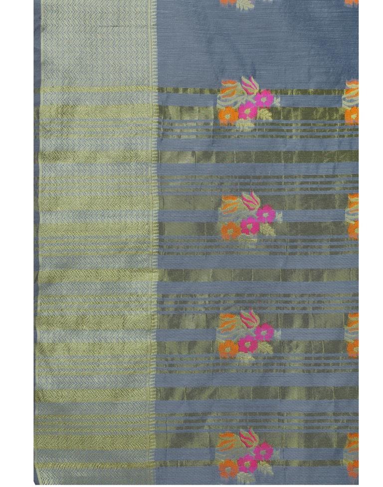Grey Coloured Poly Silk Banarasi Jacquard Partywear saree | Leemboodi