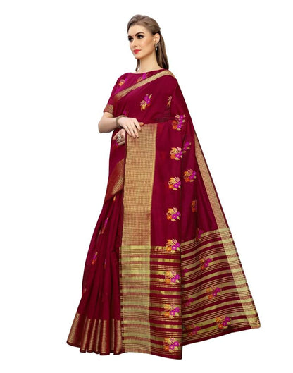 Maroon Coloured Poly Silk Banarasi Jacquard Partywear saree | Leemboodi