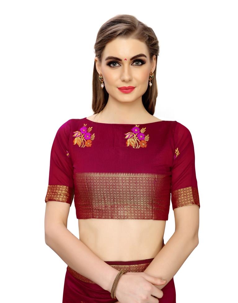 Maroon Coloured Poly Silk Banarasi Jacquard Partywear saree | Leemboodi